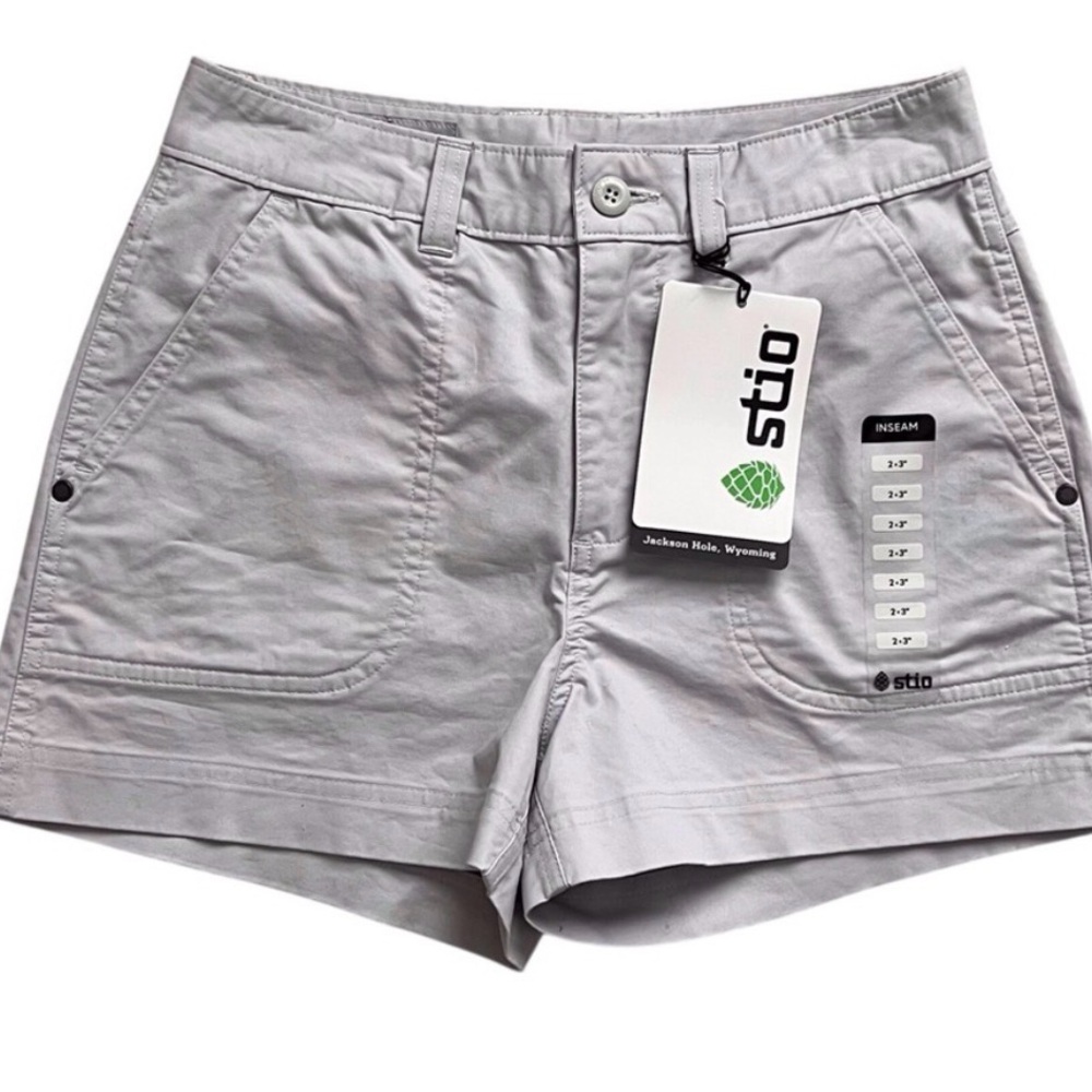 Stio NEW Light Gray Rivet Twill Cargo Shorts Gorpcore Outdoor Cotton Women’s 2